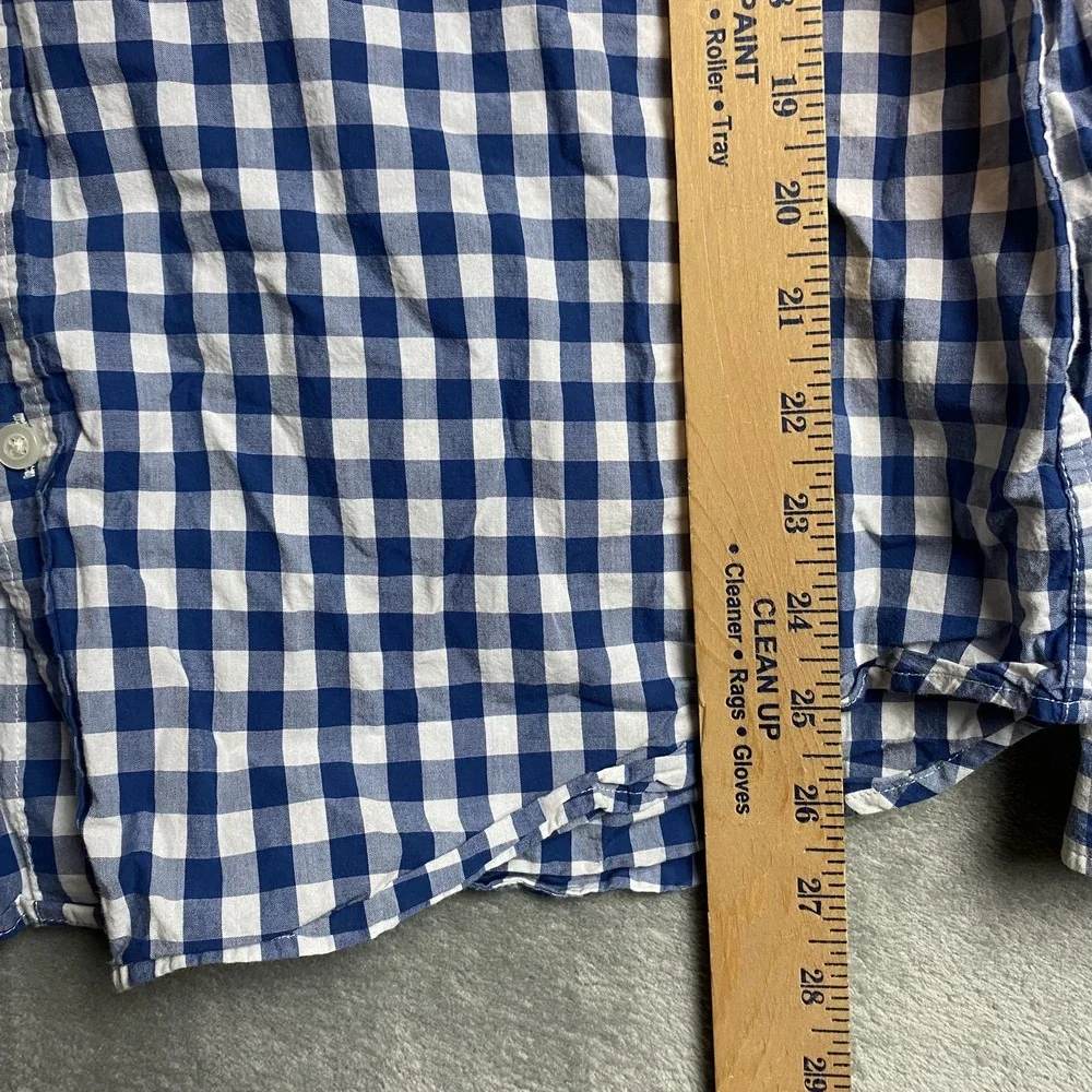 Old Navy Mens Large Classic Shirt Blue Plaid Regular Fit